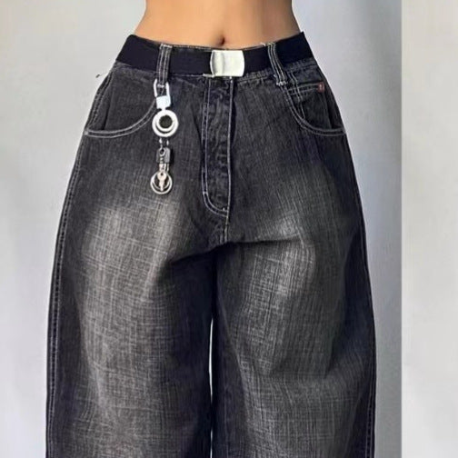 Baggy Distressed Wide-Leg Jeans