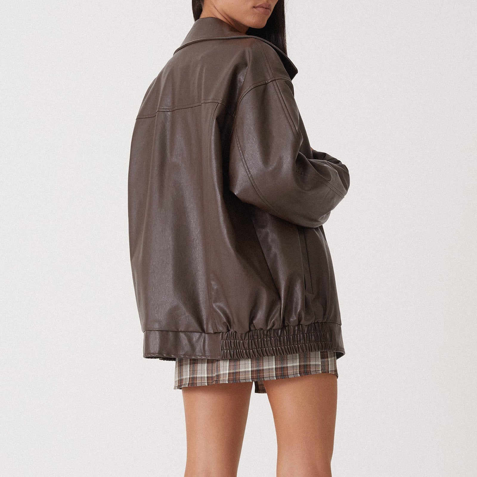 Oversized Faux Leather Bomber
