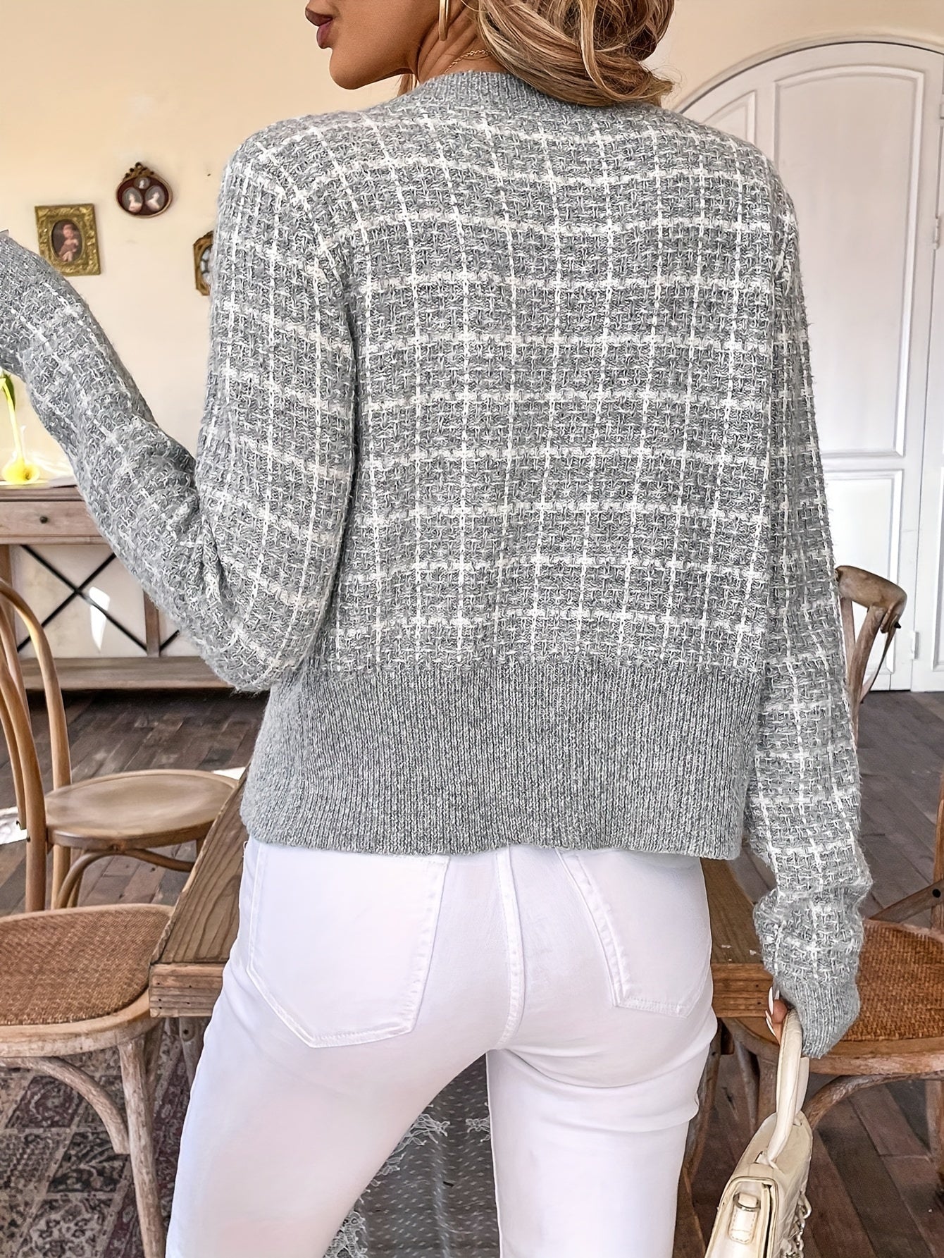 Cropped Tweed Knit Jacket