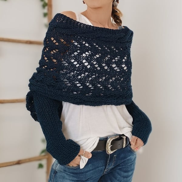 Zenina | Double sleeves shawl scarf