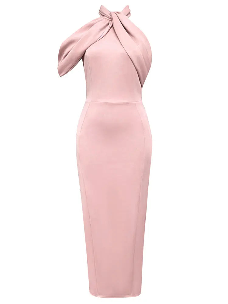 Halter Neck Asymmetrical Dress