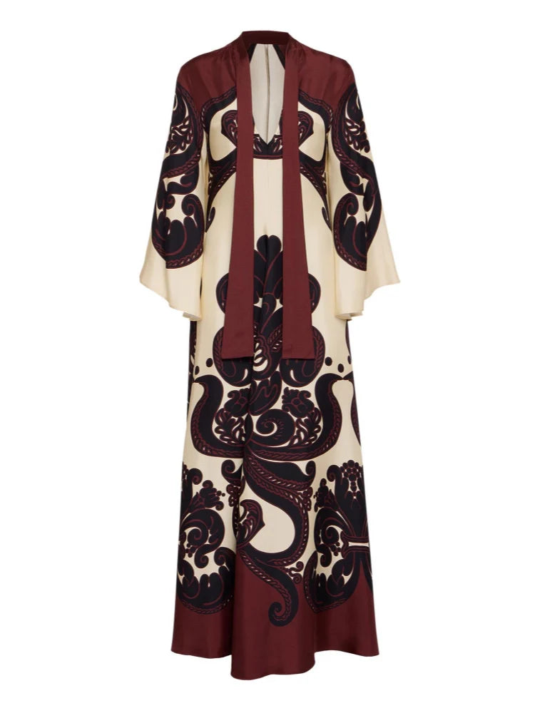 Bell-Cuff Kimono Wrap Dress