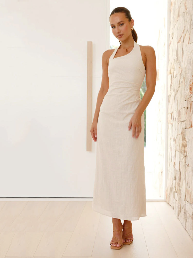 Backless Halter Midi Dress