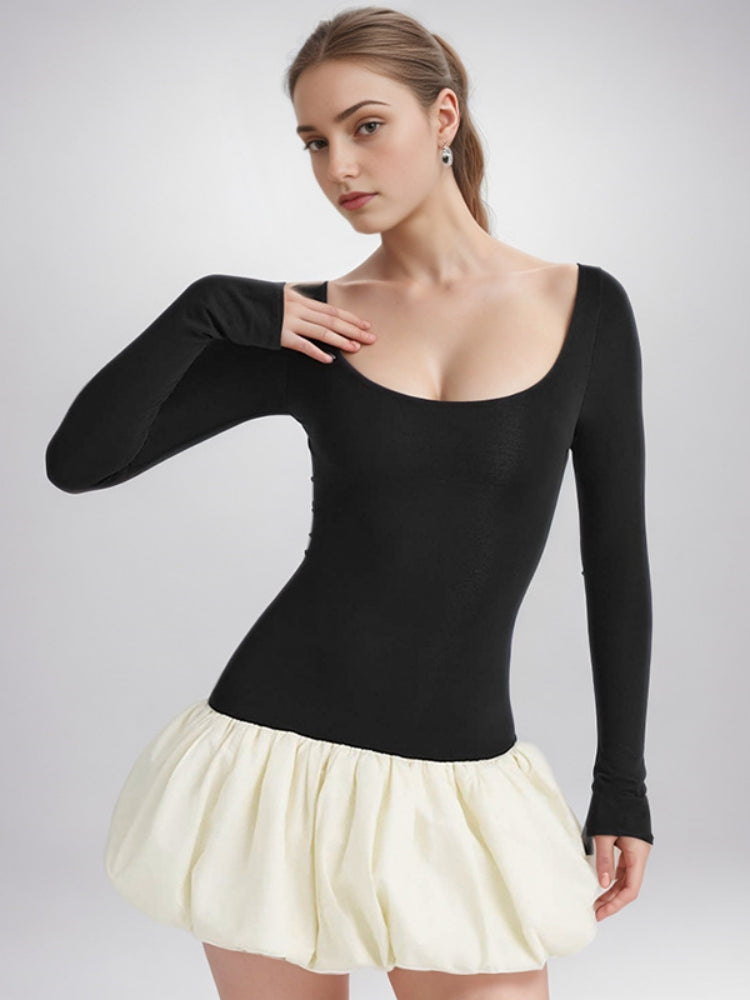 Colourblock U-Neck Mini Dress