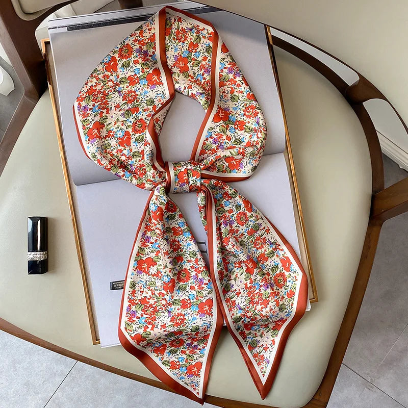 Wildflower Print Silk-Feel Scarf