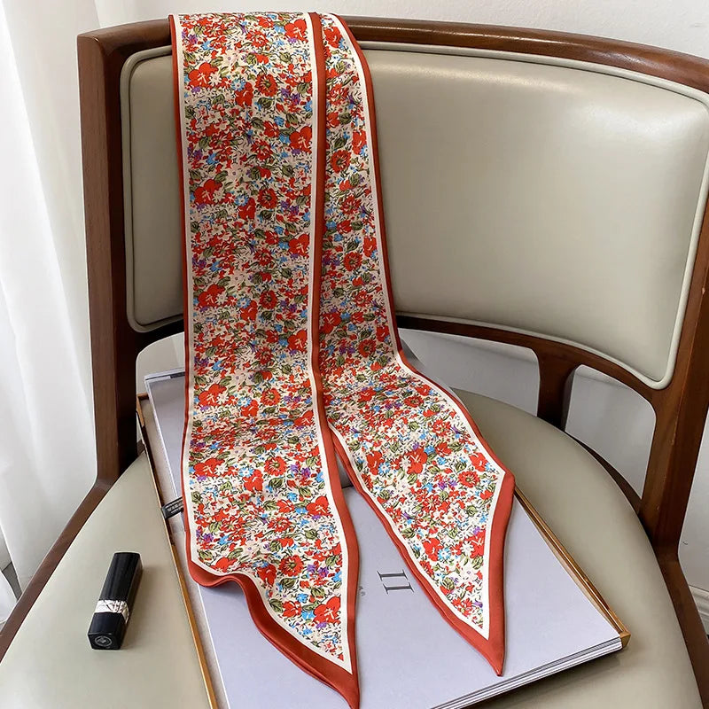 Wildflower Print Silk-Feel Scarf