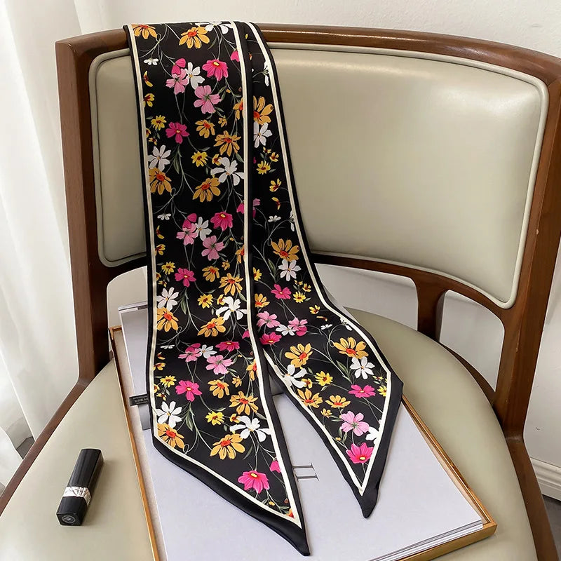 Wildflower Print Silk-Feel Scarf