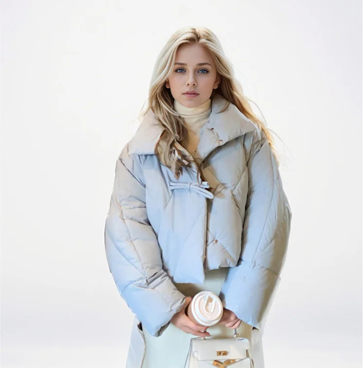 Cropped Bow Puffer Jacket