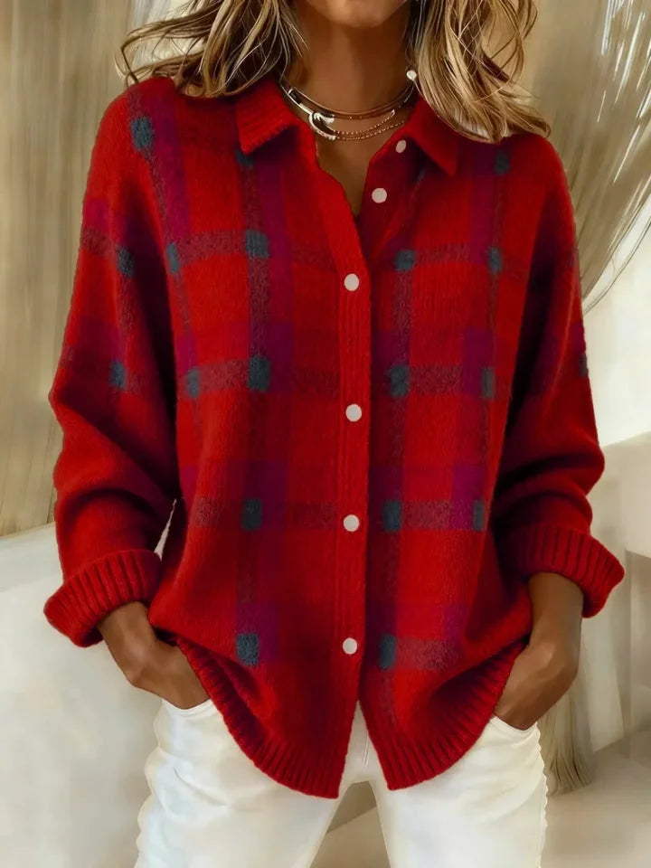 Plaid Knit Cardigan