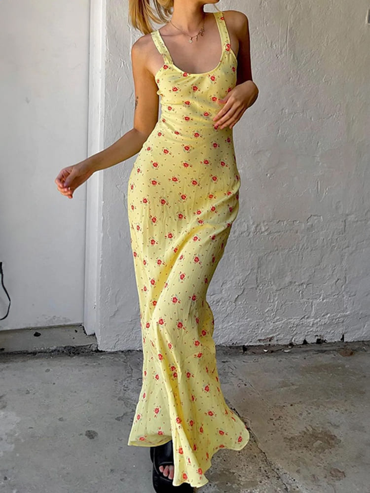 Yellow Mermaid Slip Maxi Dress