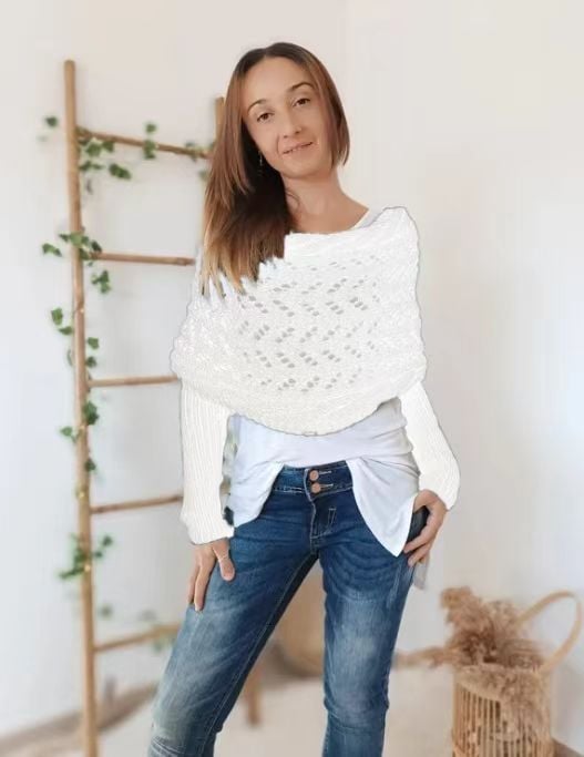 Zenina | Double sleeves shawl scarf