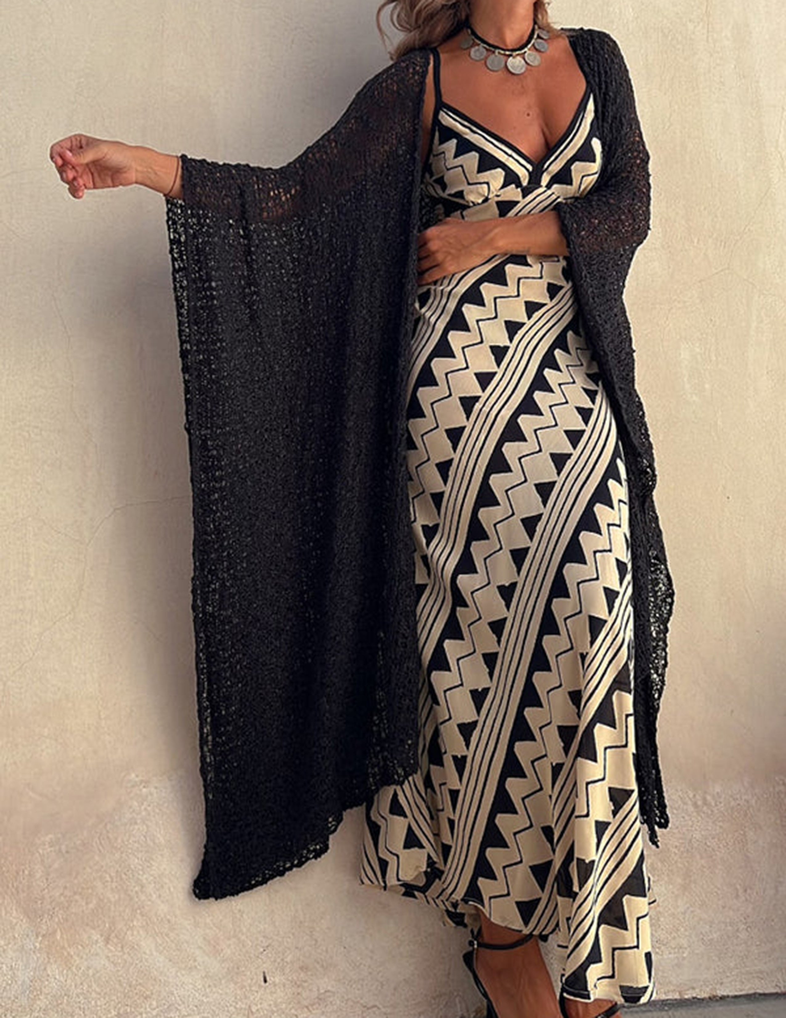 Smocked-Back Satin Print Midi Dress