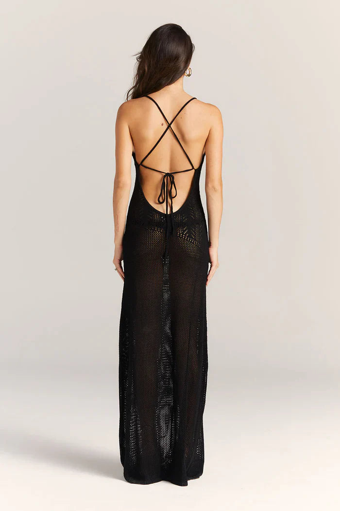 Floral Cut-Out Knit Maxi Dress