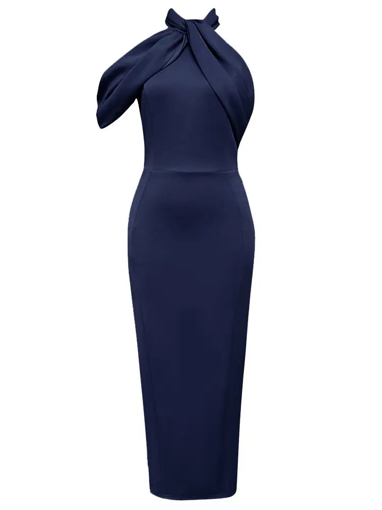 Halter Neck Asymmetrical Dress