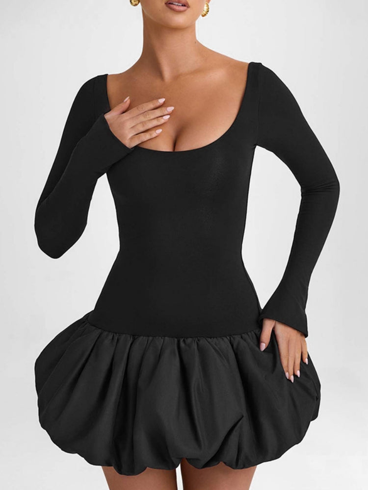 Colourblock U-Neck Mini Dress