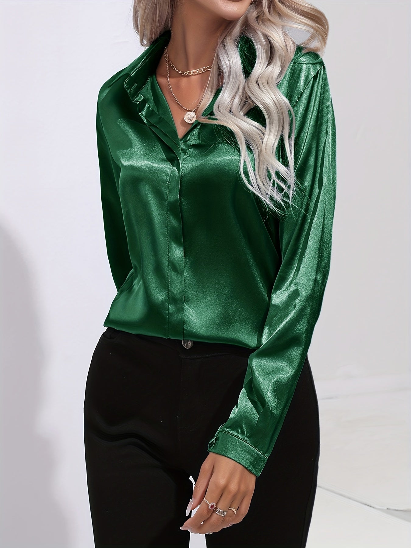 Satin Button-Down Blouse