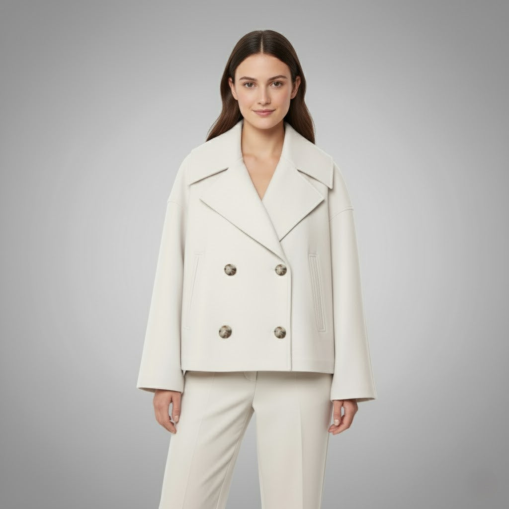 Cropped Double-Breasted Peacoat