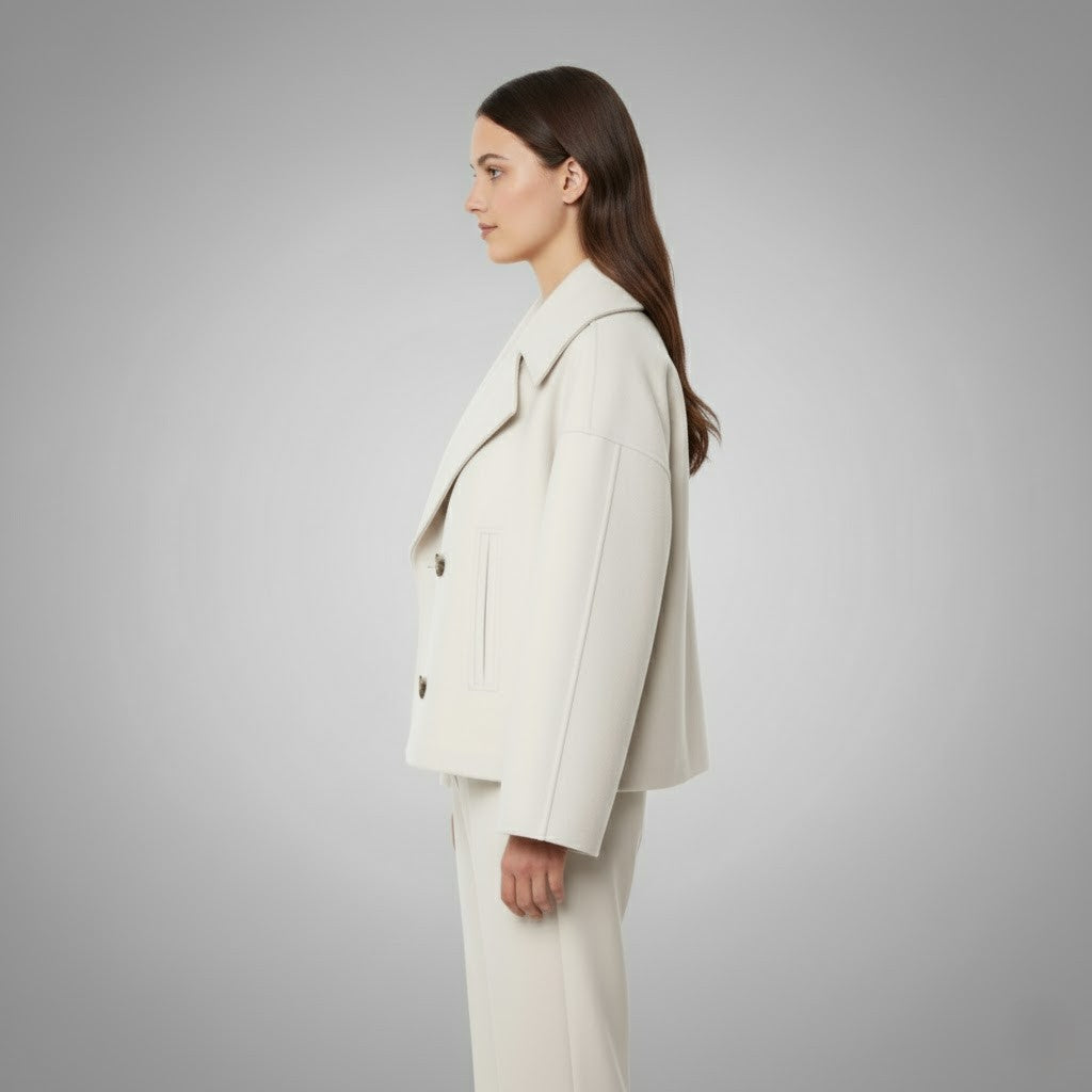 Cropped Double-Breasted Peacoat