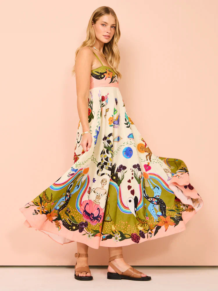 Halter Pocket Print Maxi Dress