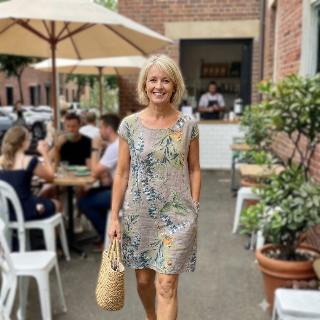 Botanical Print Midi Shift Dress