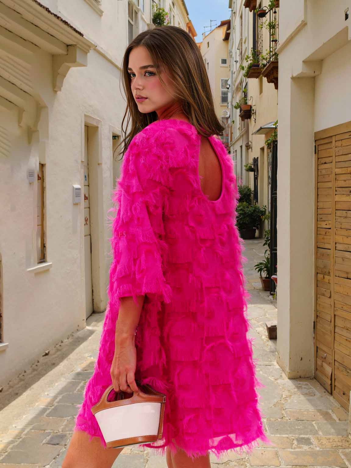 Fringe Sleeve Mini Dress