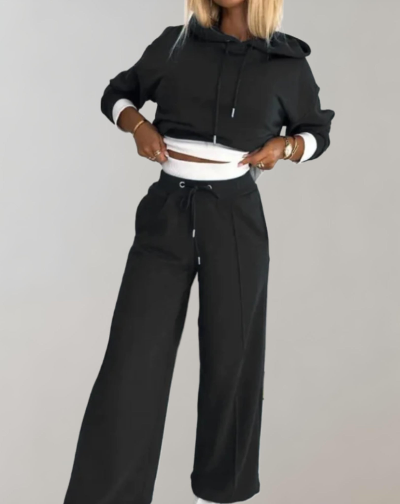 Cropped Hoodie Wide-Leg Lounge Set