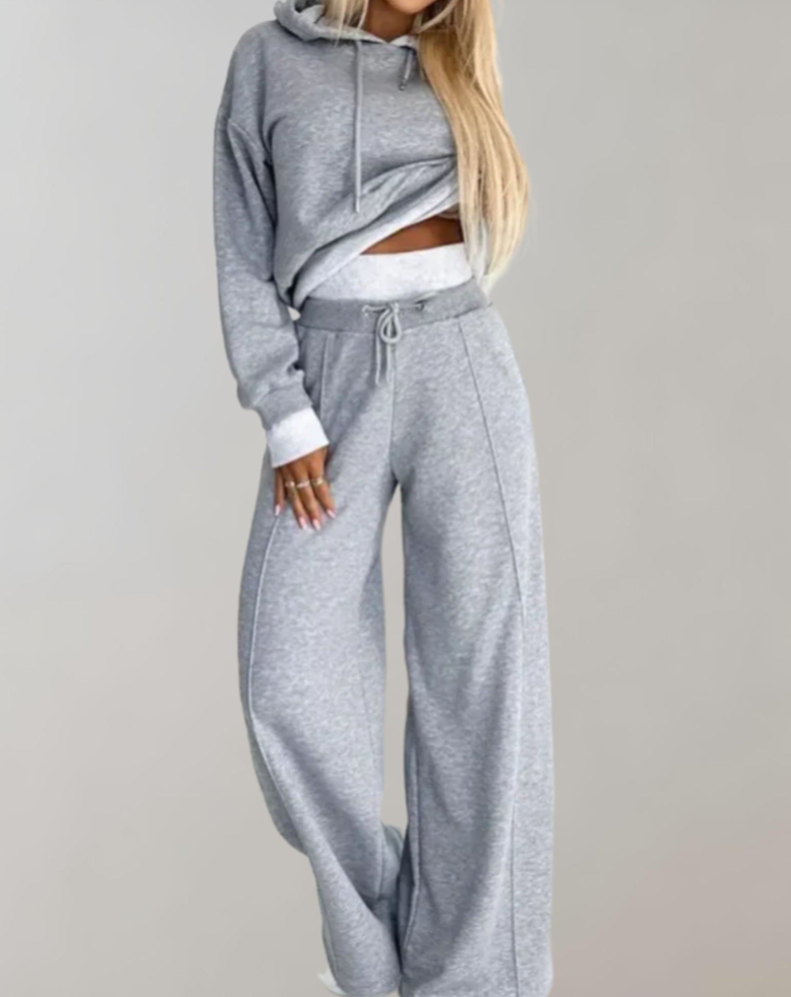 Cropped Hoodie Wide-Leg Lounge Set