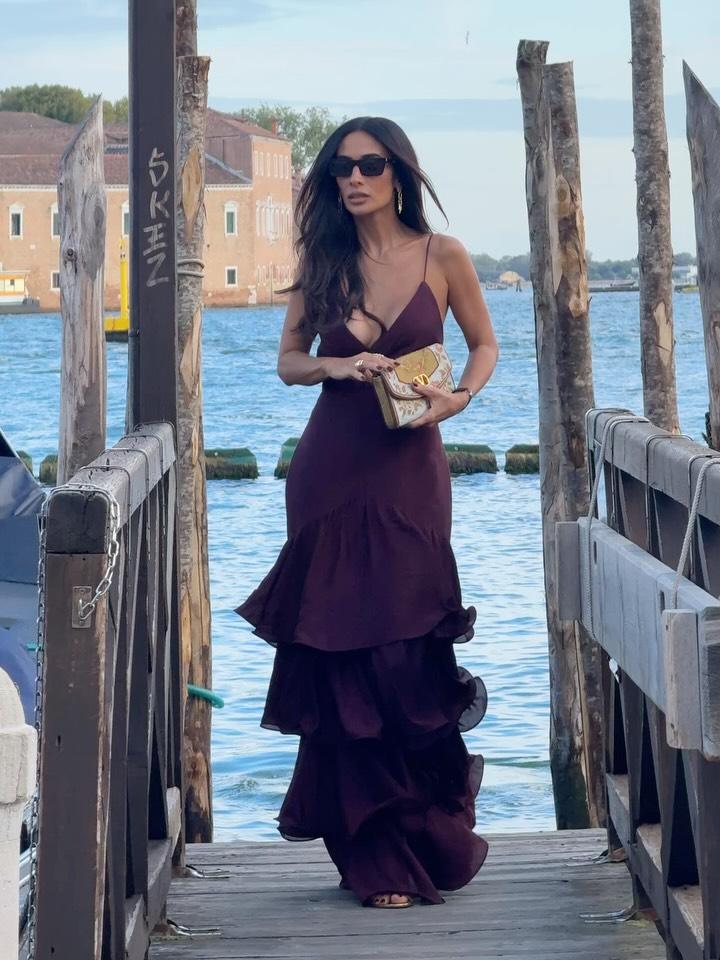 Tiered Ruffle Burgundy Maxi Dress