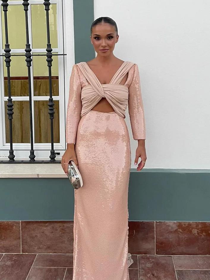 Sequin Twist Waist Maxi Gown