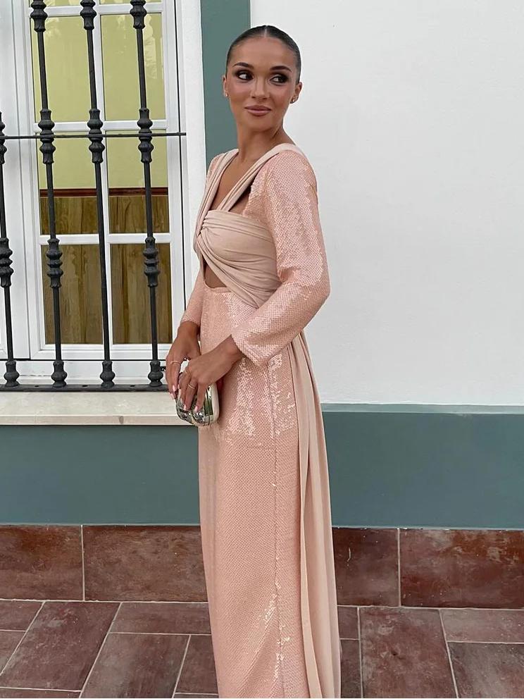 Sequin Twist Waist Maxi Gown