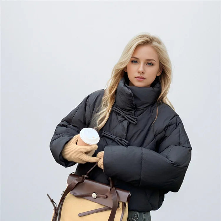 Cropped Bow Puffer Jacket