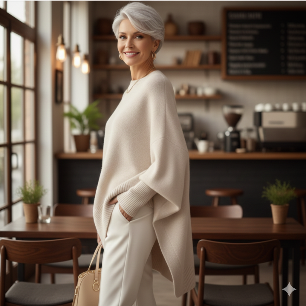 Poncho Knit Asymmetric Jumper