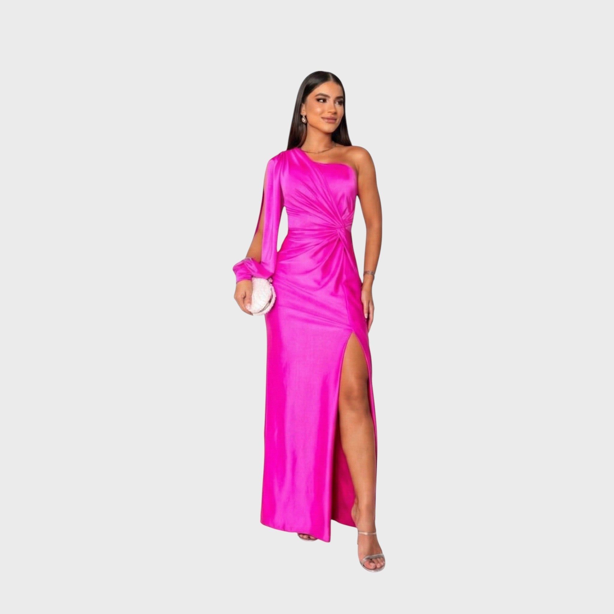 One-Shoulder Satin Maxi Dress