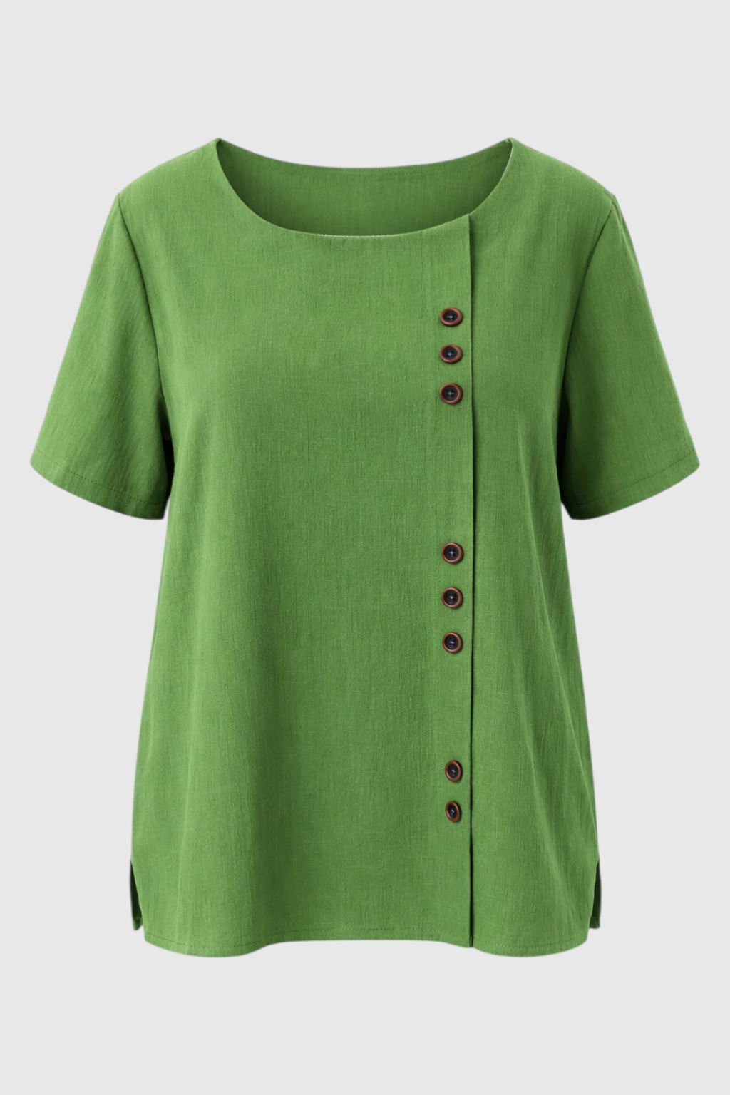 Short Sleeve Linen Button Blouse