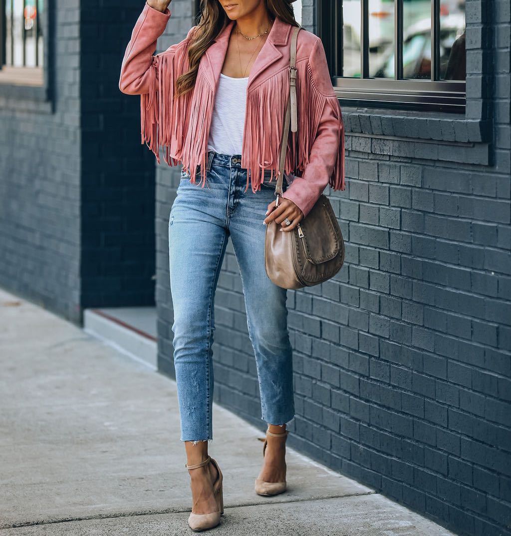 Fringe Vegan Suede Cropped Jacket