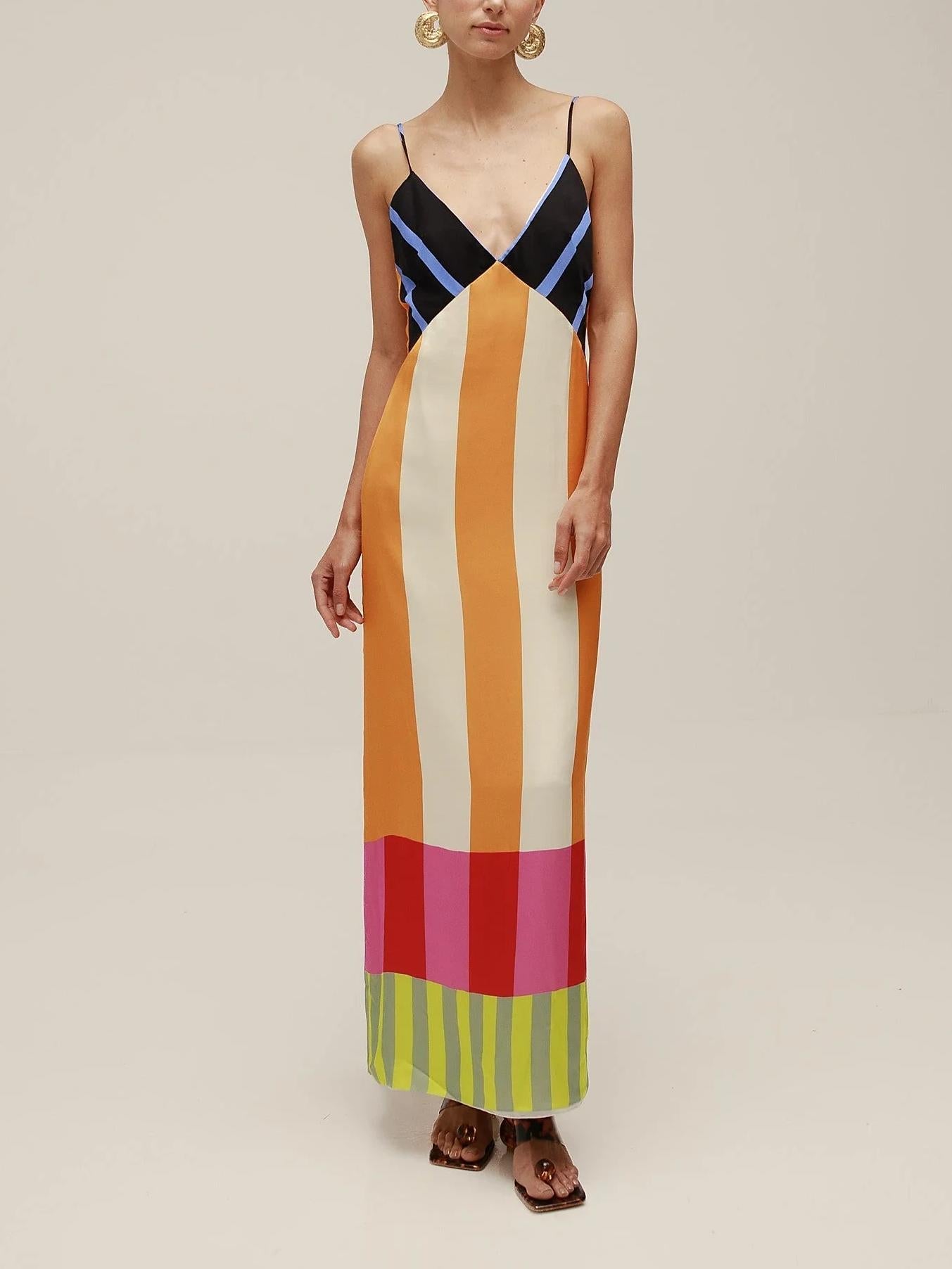 Striped Empire-Waist Maxi Dress