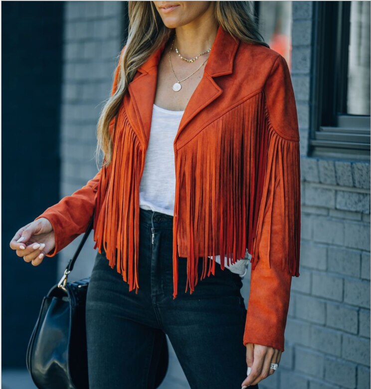 Fringe Vegan Suede Cropped Jacket