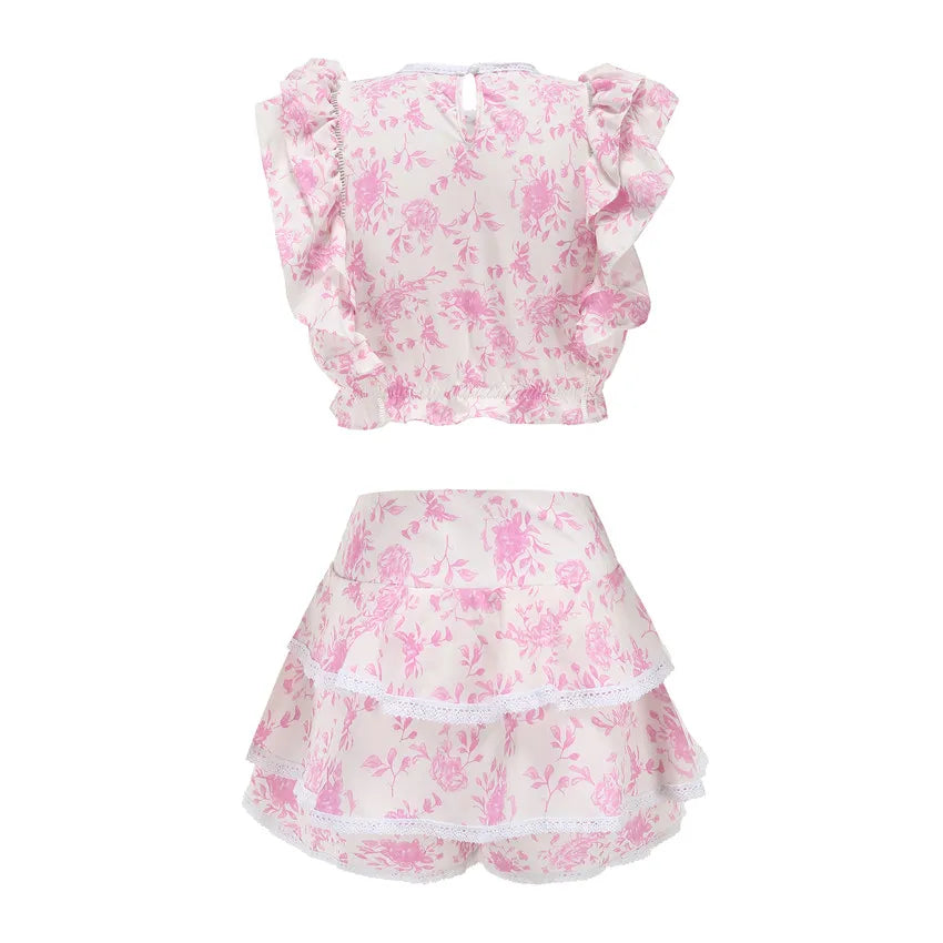 Floral Crop Top & Skort Set