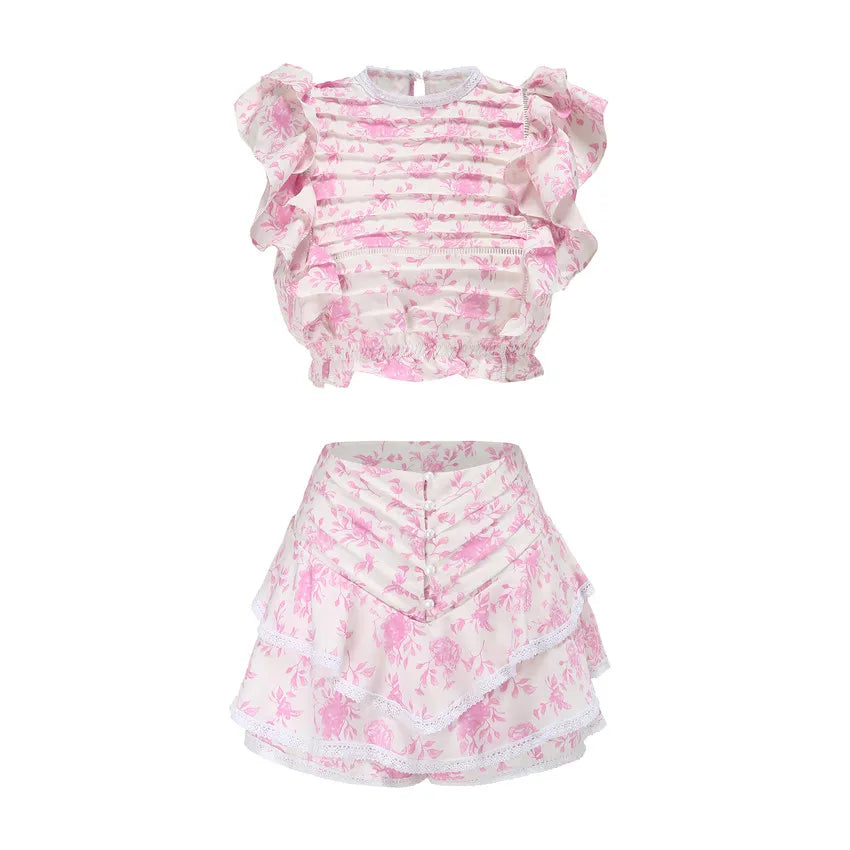 Floral Crop Top & Skort Set