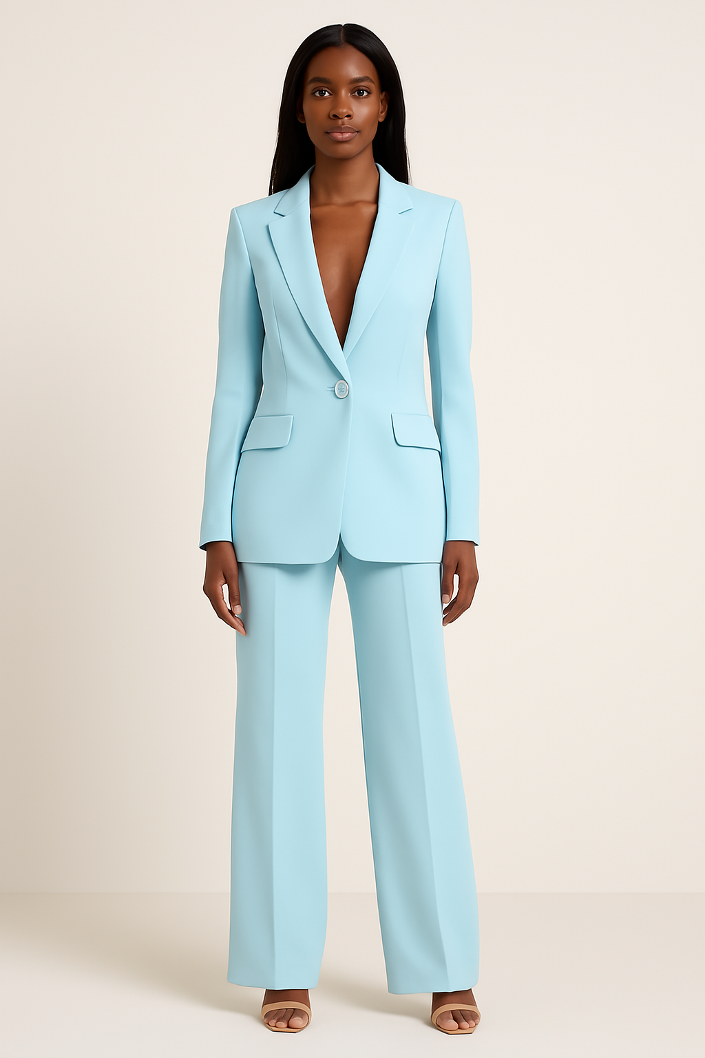 Tailored Blazer Wide-Leg Trouser Suit