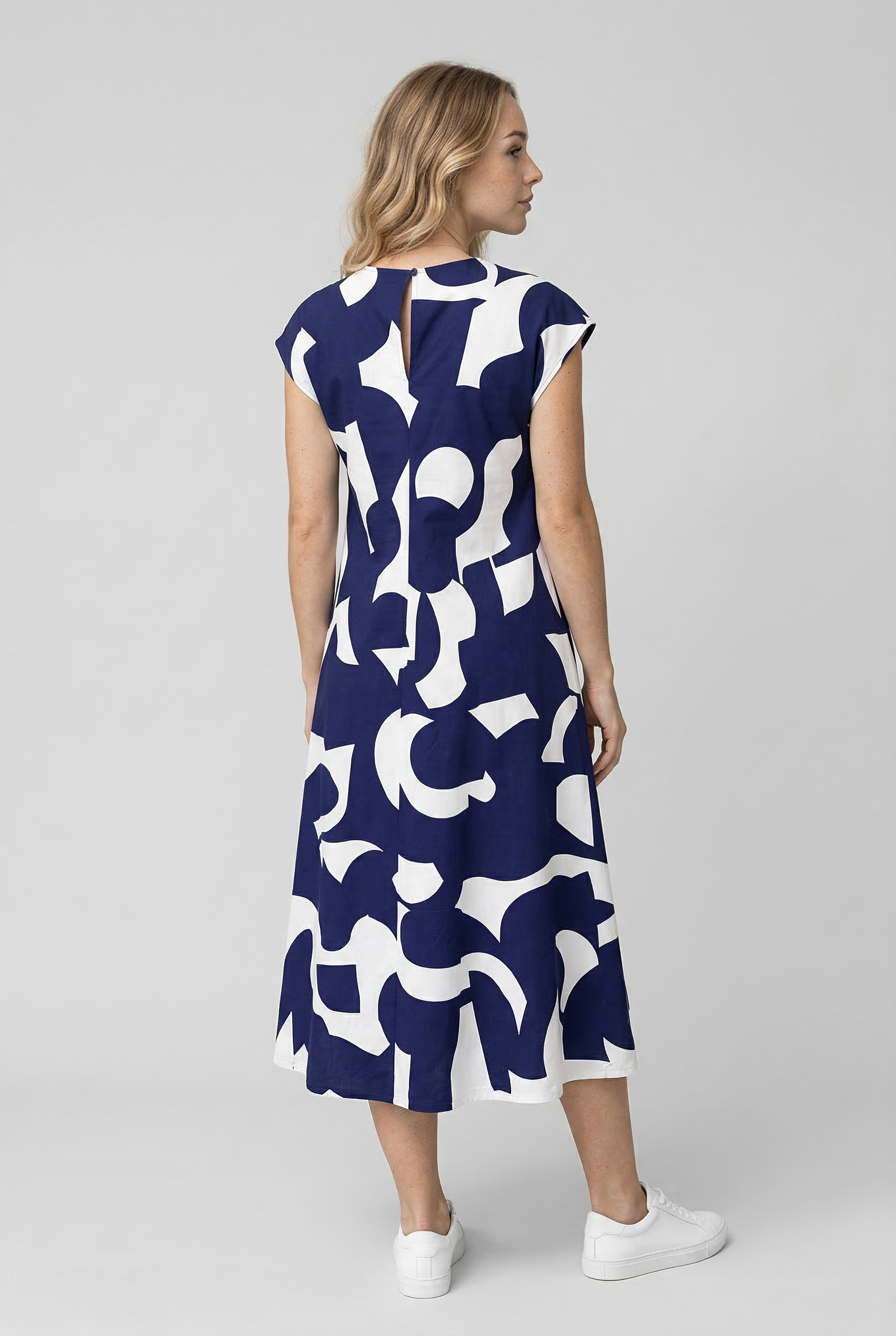 Abstract Print V-Neck Maxi Dress