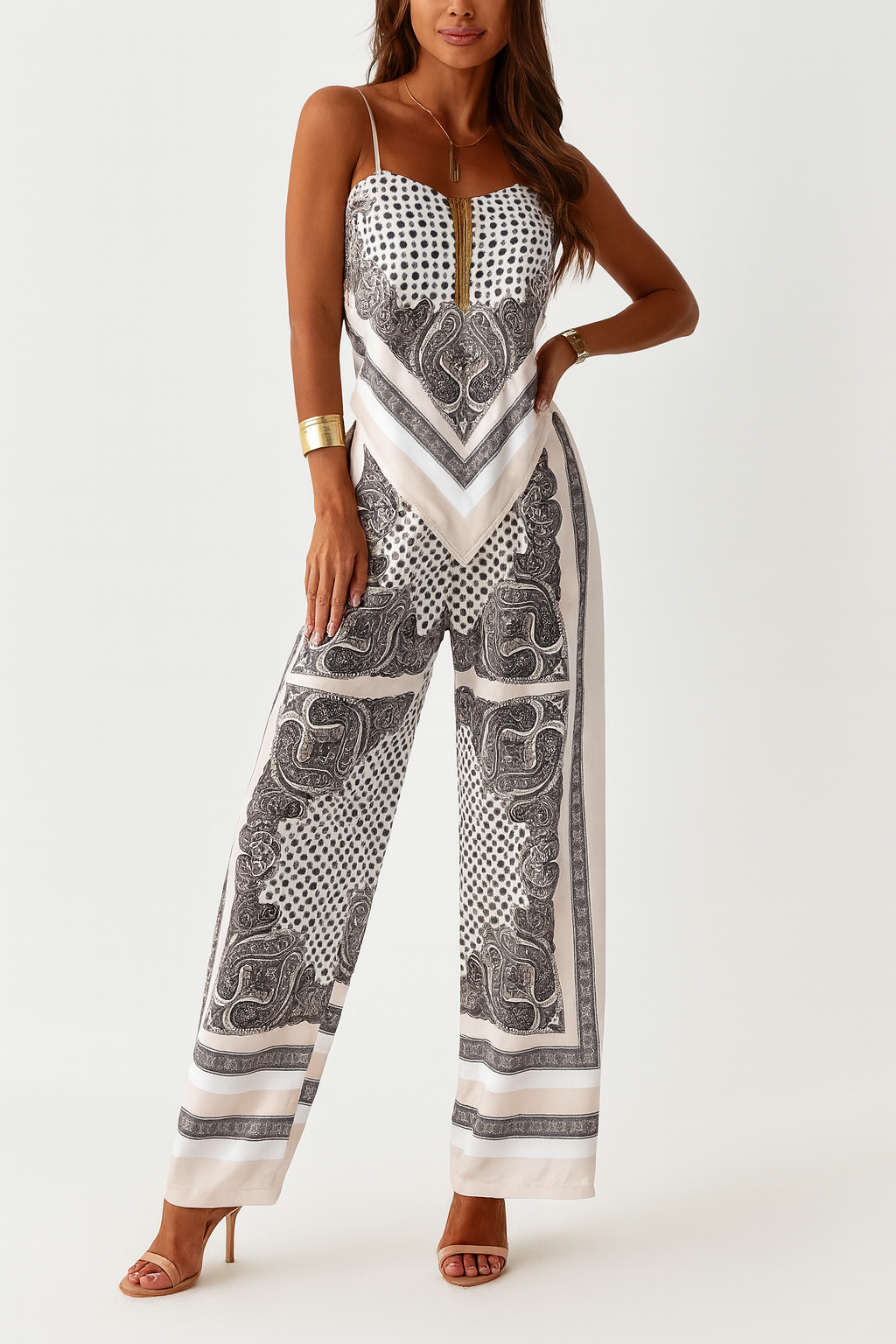 Paisley Print Wide-Leg Set