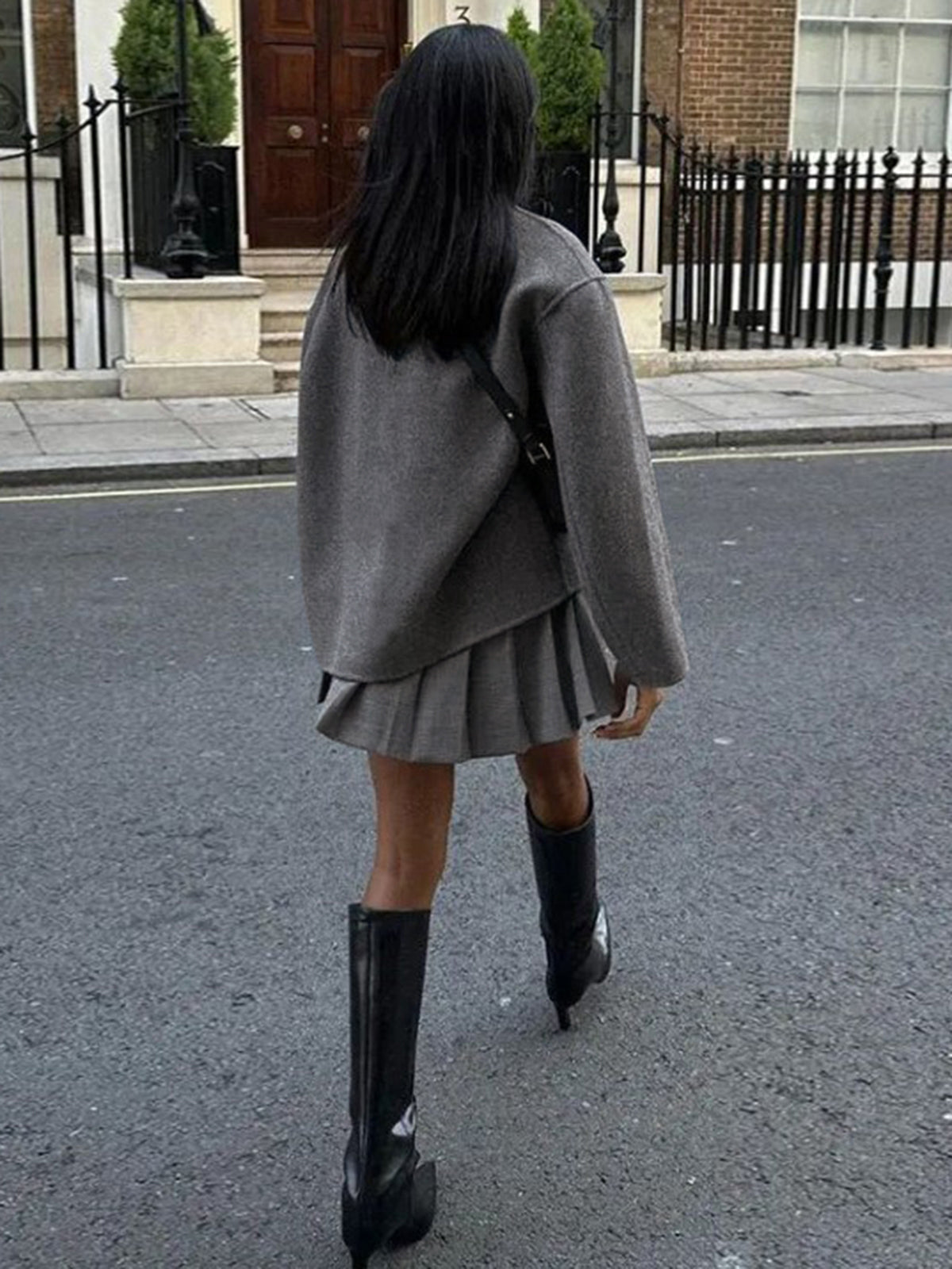 Cropped Double Breasted Wool Coat