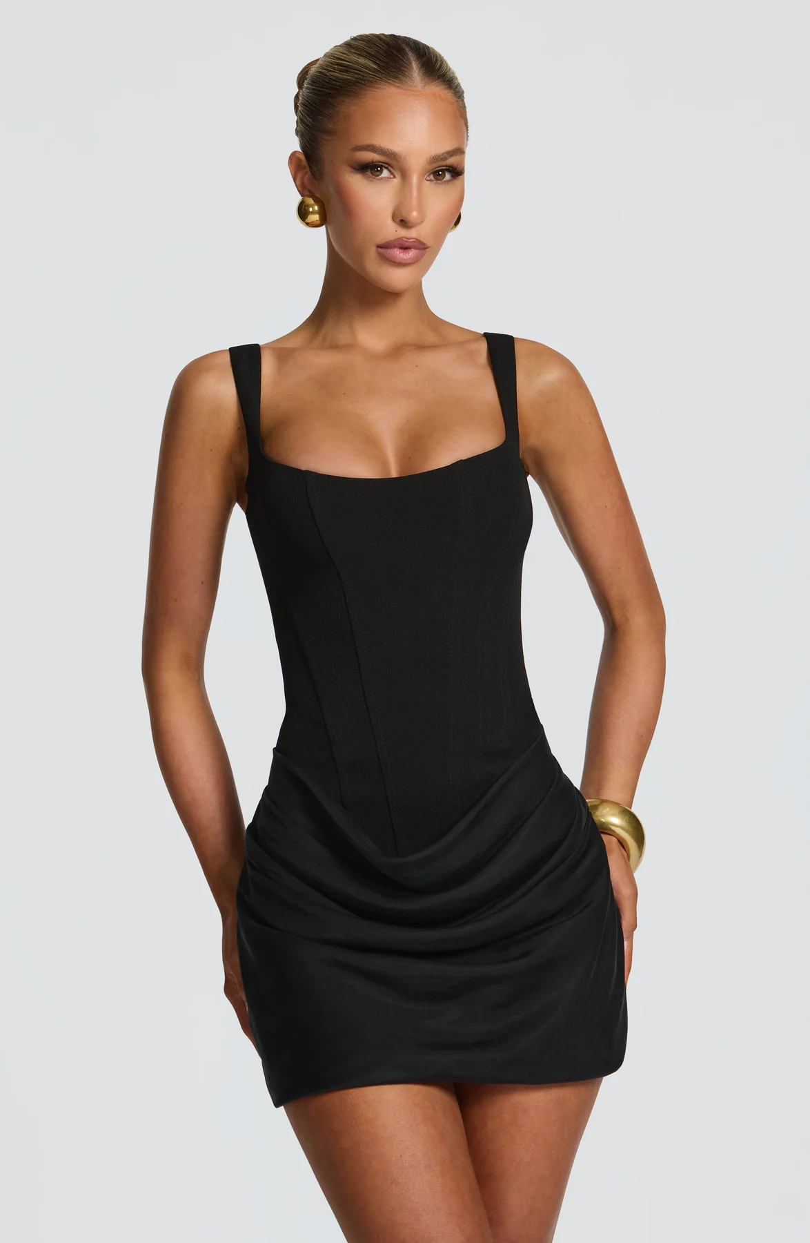 Corset Cowl Skirt Mini Dress