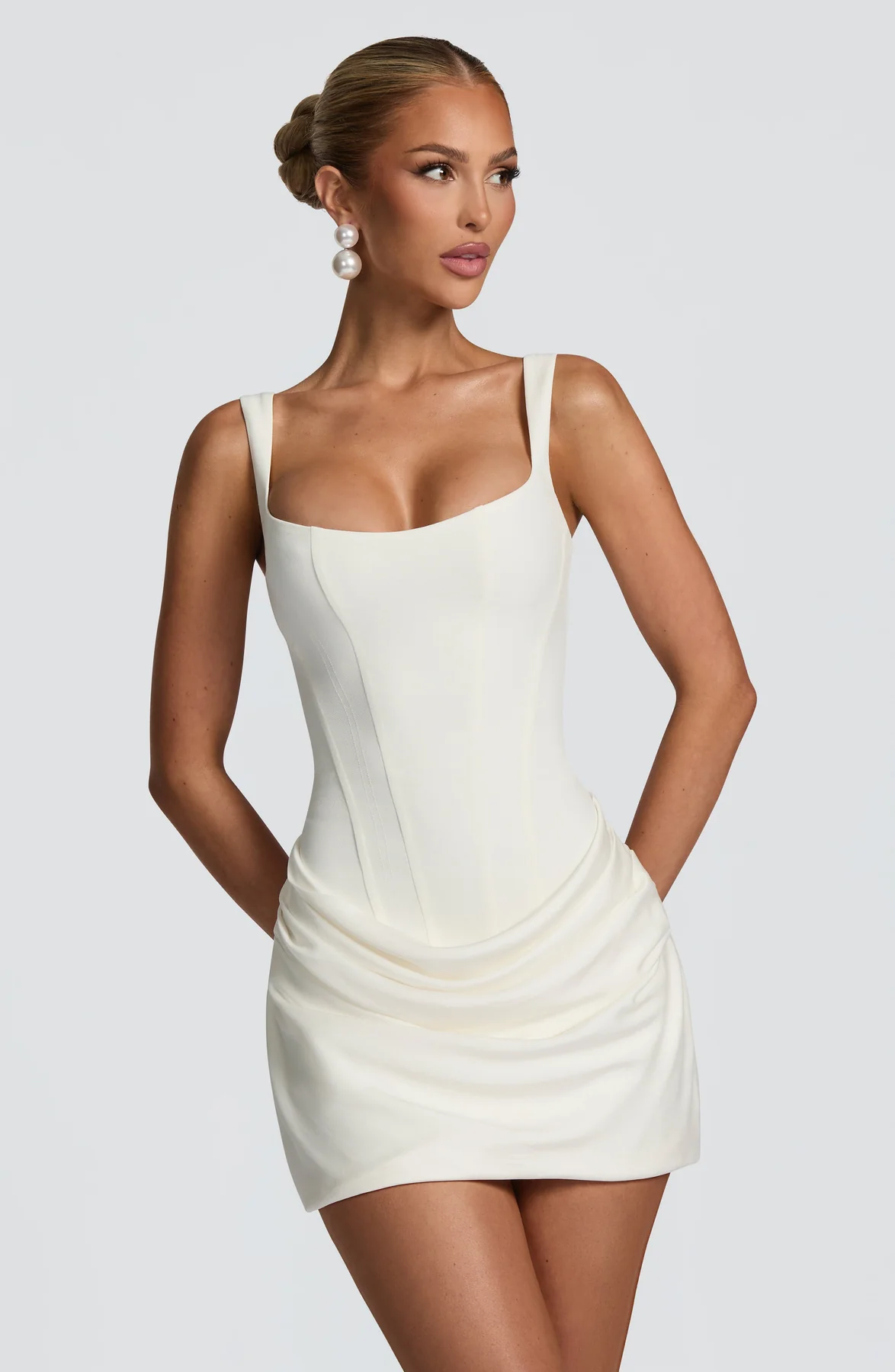 Corset Cowl Skirt Mini Dress