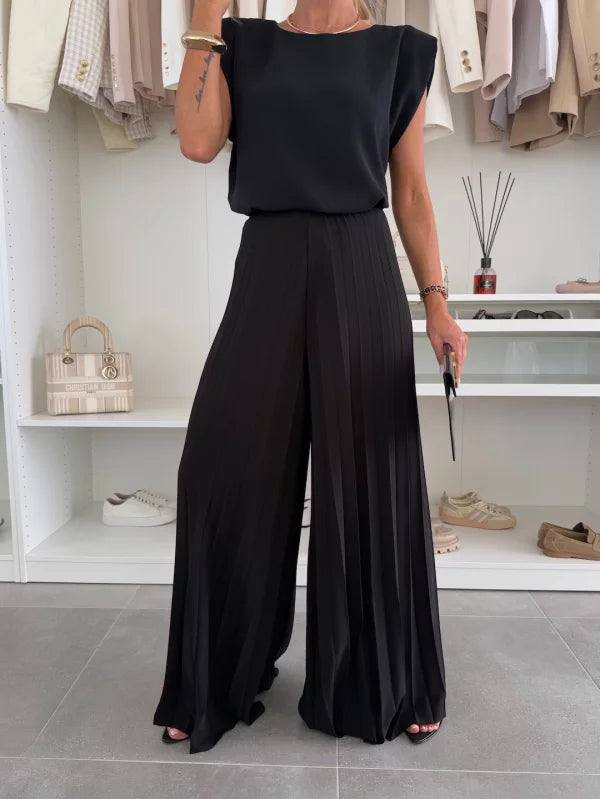 Pleated Wide Leg Trouser Co-ord Set