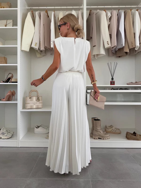 Pleated Wide Leg Trouser Co-ord Set
