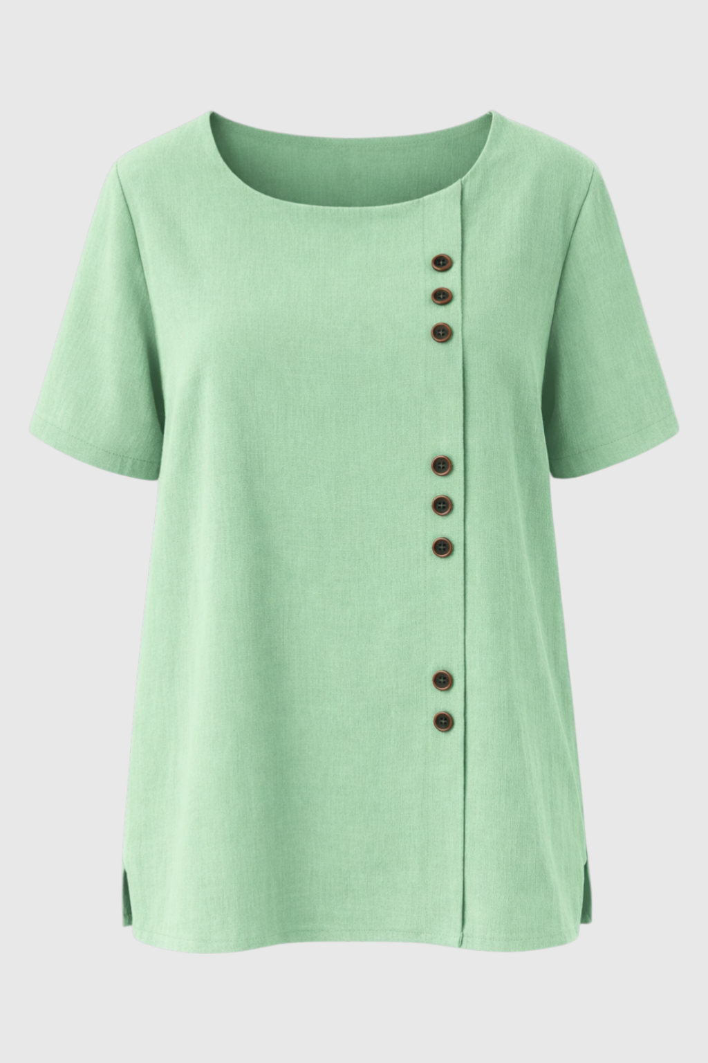 Short Sleeve Linen Button Blouse