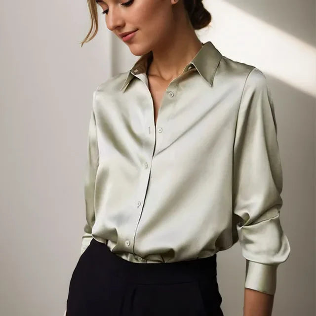 Satin Button-Down Shirt