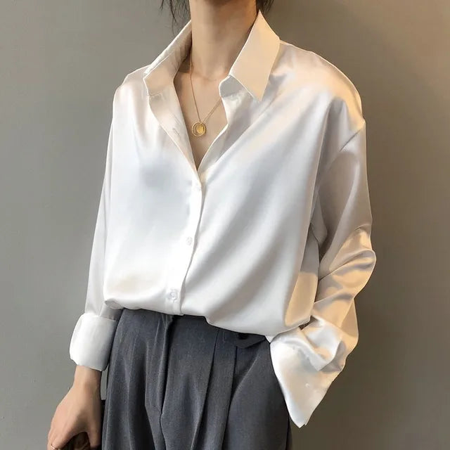 Satin Button-Down Shirt